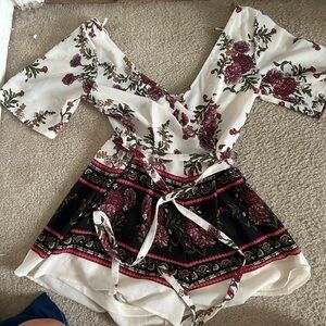 Floral V-Neck Dress with Tie Waist